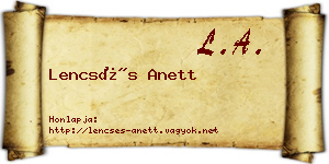Lencsés Anett névjegykártya